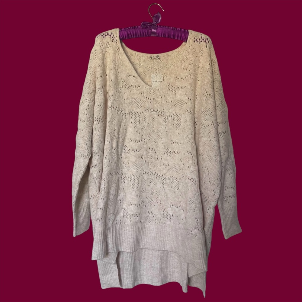 C.O.Z.Y Pointelle Pullover Cream Sweater